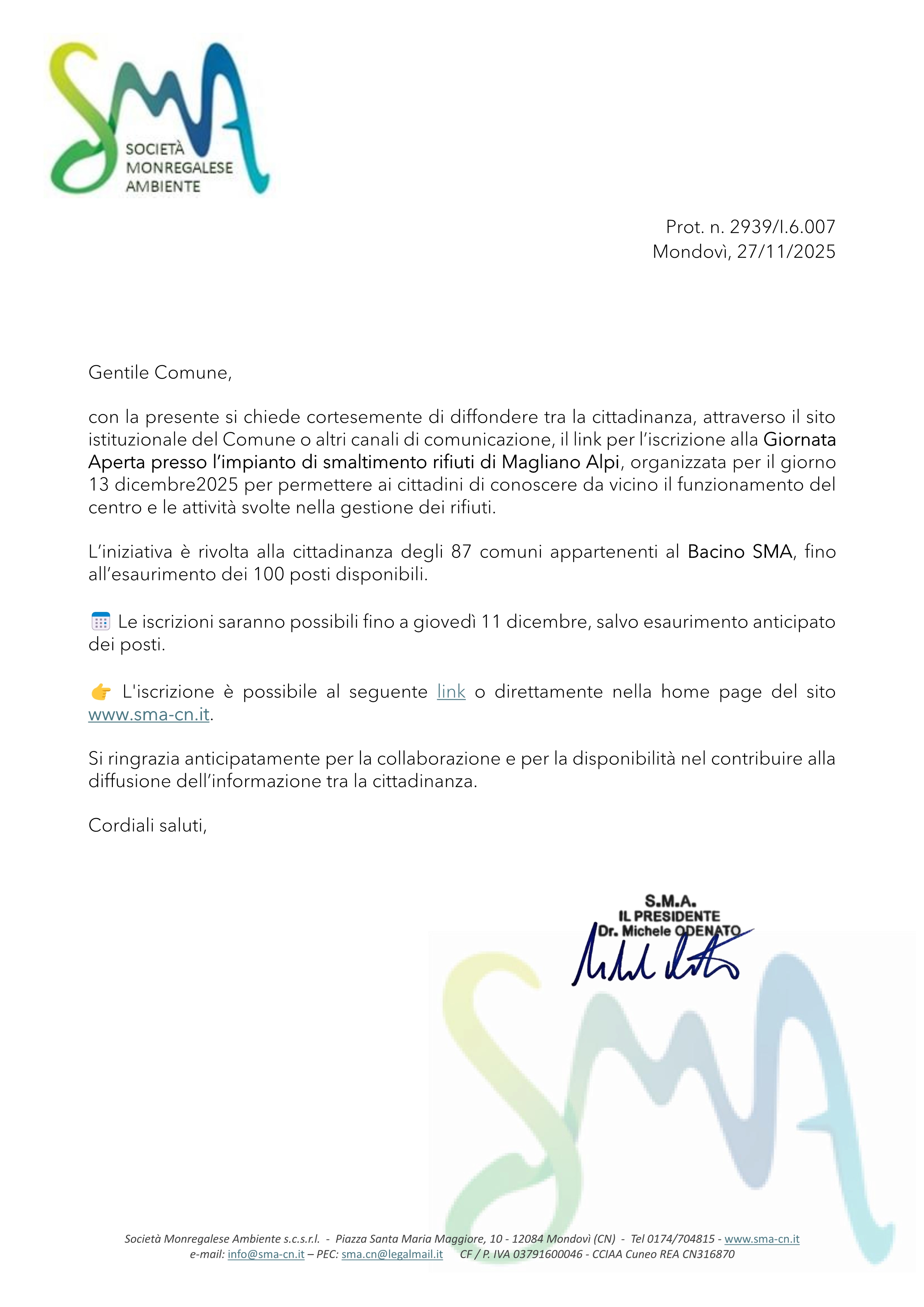 Giornata aperta presso l'impianto di smaltimento rifiuti di Magliano Alpi